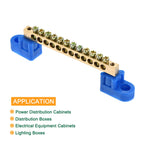 1/2/4Pc Blue Terminal Ground Bar Screw Block Barrier Brass Strip 4/6/8/10/12Positions for Electrical Distribution Box Connection