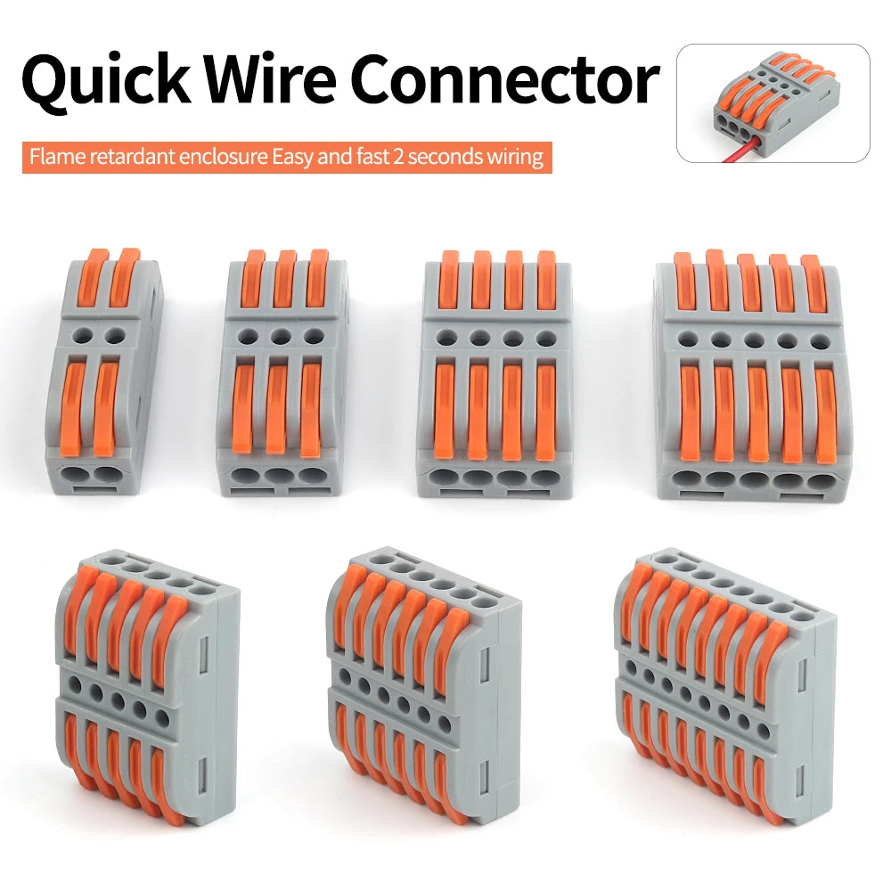Quick Press Type Electrical Wire Connector Push-in Lever 2-12 Pin Compact Wiring Terminal Universal Splitter Cable Connectors
