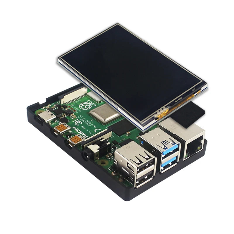 Raspberry Pi 4 Model B ABS Case Optional Cooling Fan Shell Box Fit for GPIO 3.5 Inch Touch Screen for Raspberry Pi 4