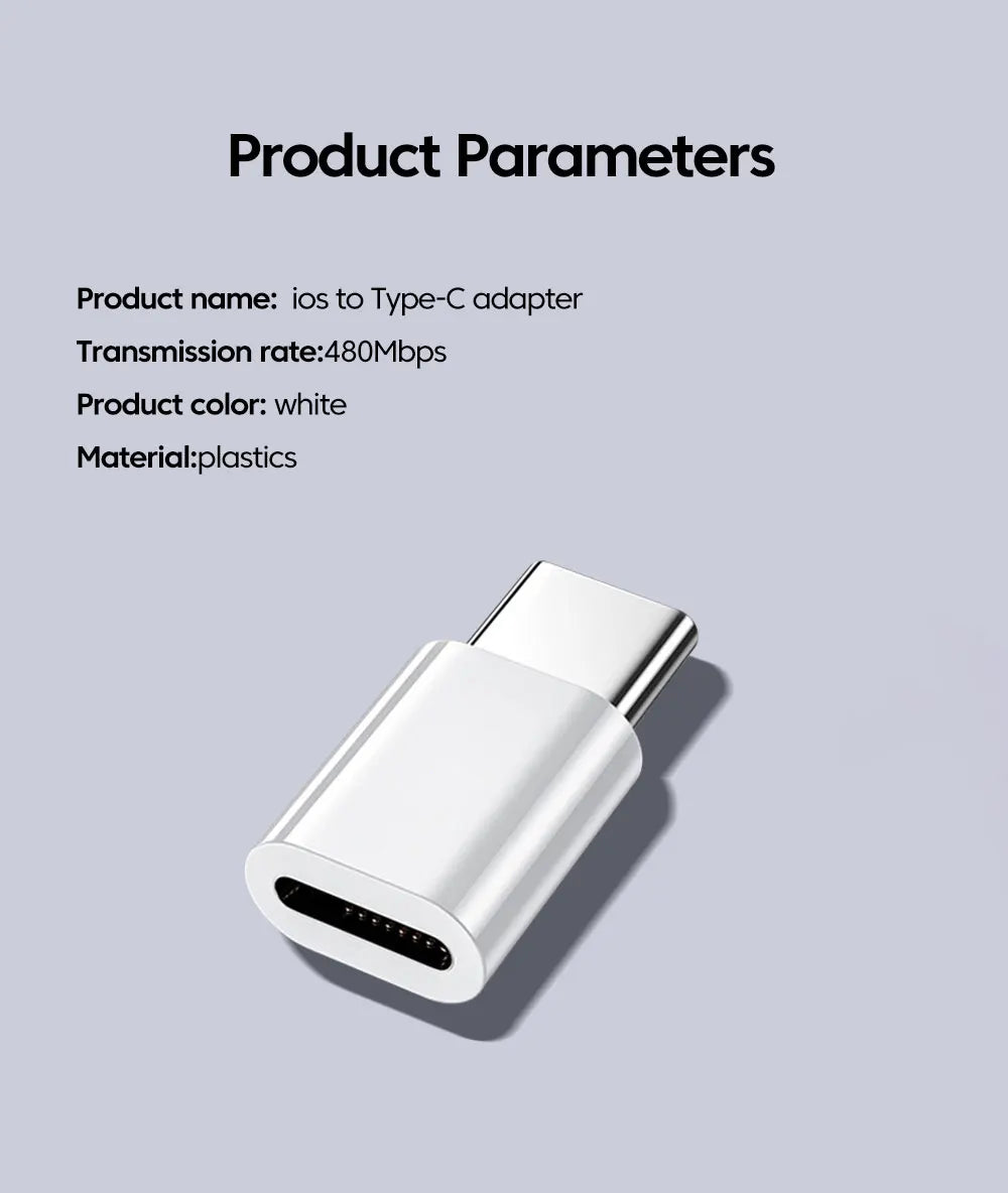 Type c To Lightning Adapter USB C Female To ios Male Converter Fast Charge Adaptador For iPhone 15 16 Type C Adapter High Speed
