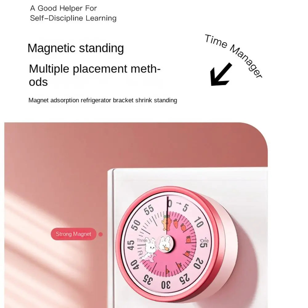 Cute 60-Minute Visual Timer with Stand Stopwatch Alarm Clock Mechanical Timer Visualization Magnet Countdown Clock Kids Study