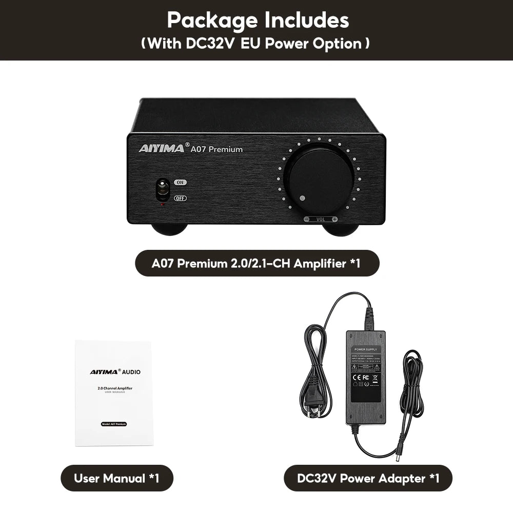 AIYIMA A07 Premium TPA3255 Power Amplifier 300Wx2 Class D Stereo 2.0 Digital Audio Amp HiFi Sound Amplifiers Home Speaker