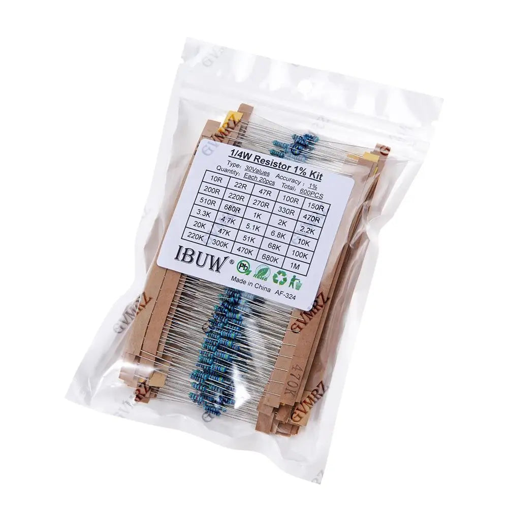 1/4W 1/2W 1W 2W 3W Resistance Set 1% Metal Film Resistor Assortment Kit 1K~820K 0.1R~750R 10K 6.8R 7.5R 47R 41R
