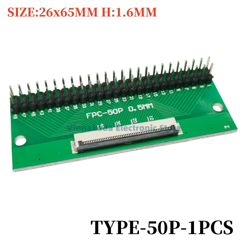 1PCS FFC/FPC Conversion Board 0.5mm Connector to 2.54MM Double Row Bent Pins 4/10/14/15/16/22/26/30/32/36/42/45/60/64/68/80/96P