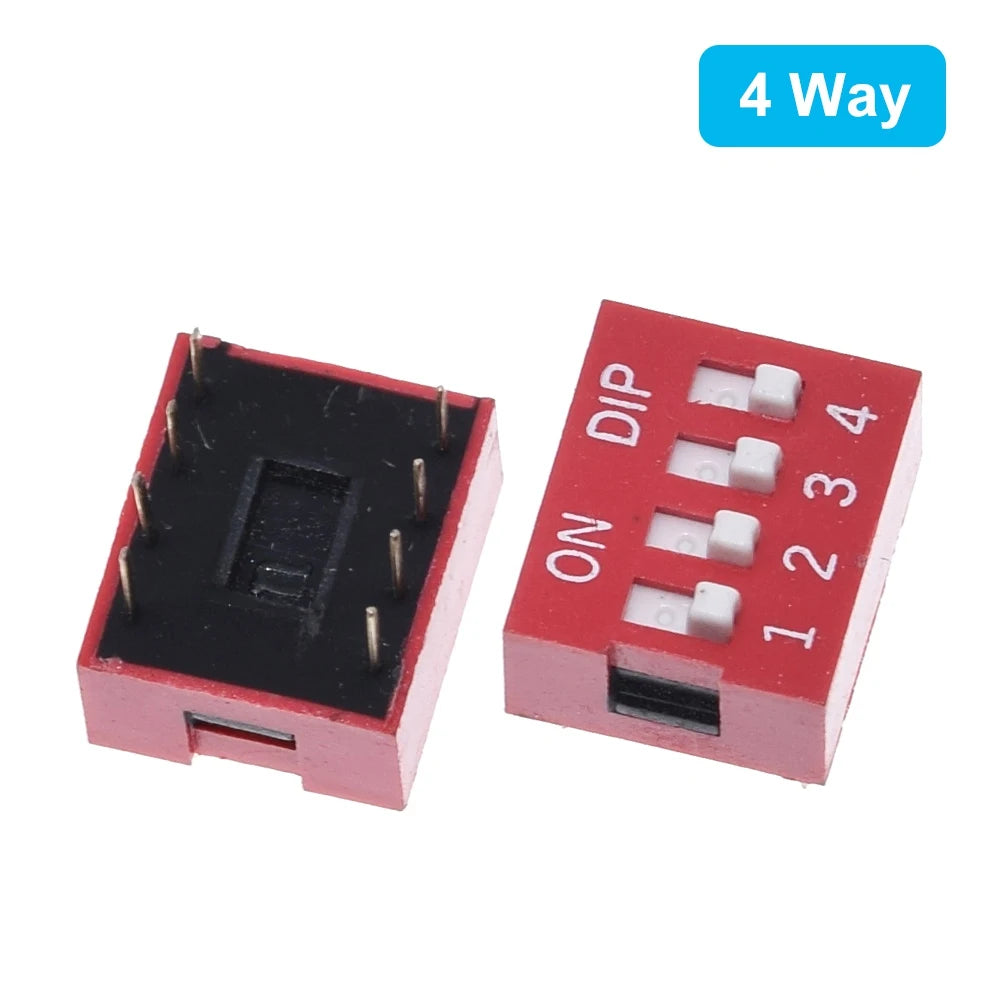 10pcs TZT Slide Type Switch  1 2 3 4 5 6 7 8 10PIN 2.54mm Position Way DIP Red Pitch Toggle Switch Red Snap Switch Dial Switch