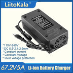 LiitoKala 12V 24V 36V 48V 3 Series 6 Series 7 Series 10 Series 13 String 18650 Lithium Battery Charger 12.6V 29.4V DC 5.5*2.1mm