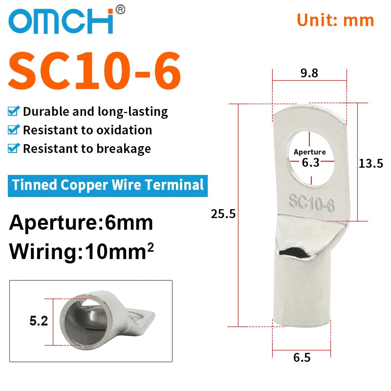 OMCH 5/10/20PCS SC Type Terminals Wire Welding Cable Connector Suit 1.5-50mm2 Cable Crimp Wire Connectors