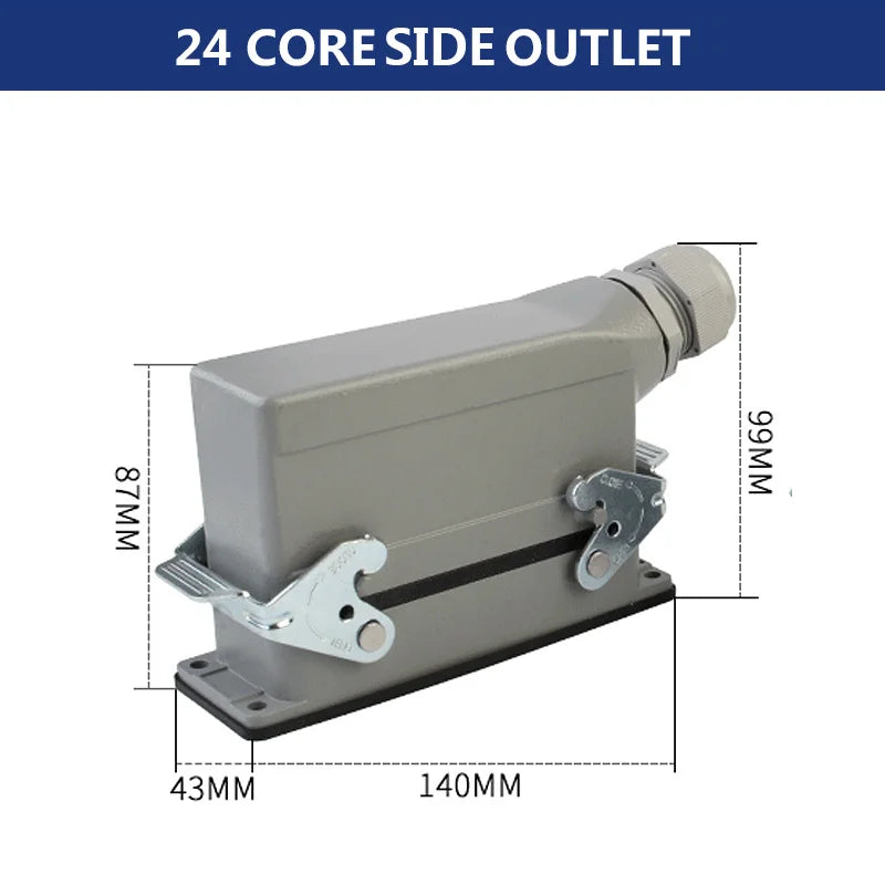 Rectangular Heavy Duty Connectors HDC HE 4 6 8 10 16 20 24 32 48 Core Pin 16A Waterproof Aviation Plug Top Side Line Connector