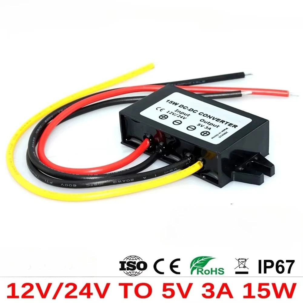 12V 24V to 5V 3A 5A 10A Step Down DC Power Converter Regulator 24 12 Volt Buck to 5 Volt Voltage Power Supply for Cars LED CE