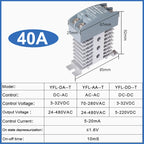 Solid State Relay 10A 25A 40A 60A 80A 100A 120A Din Rail Relay With Radiator SSR Single Phase AC-AC DC-DC