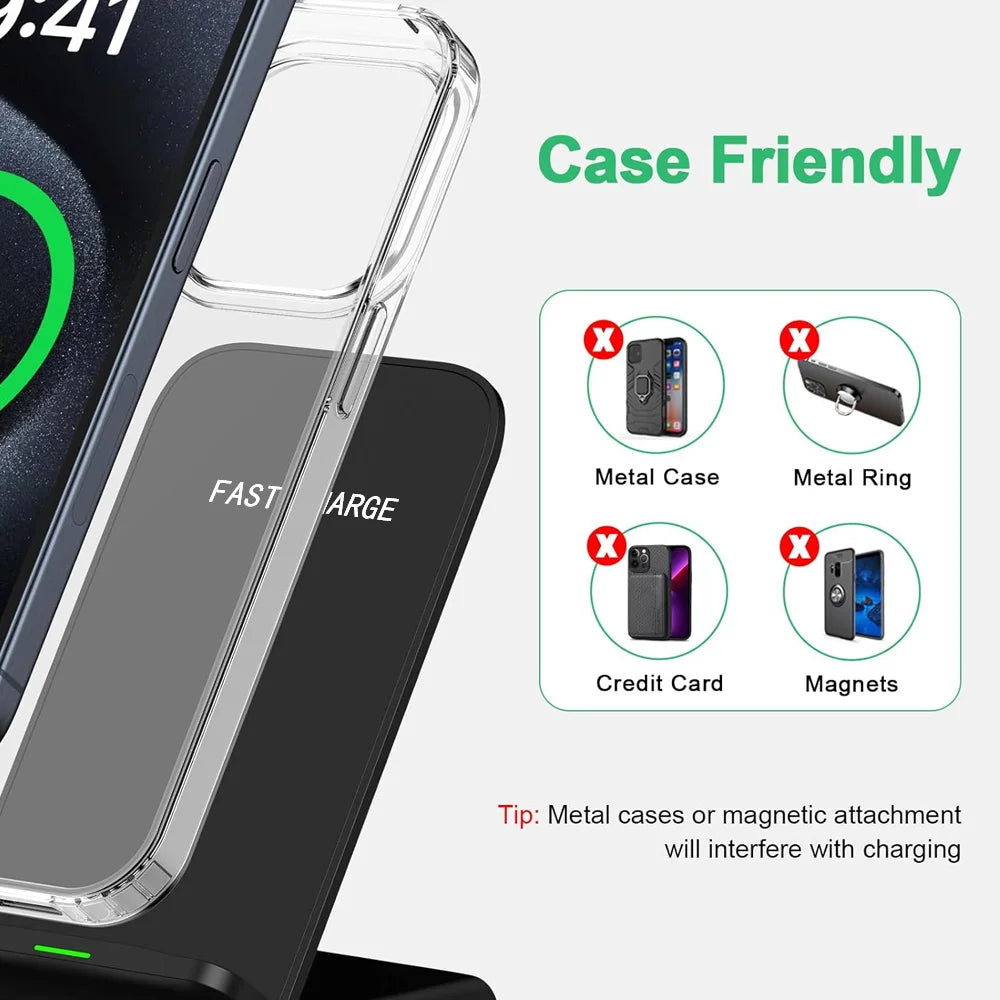 30W Fast Wireless Charger Stand Pad for iPhone 17 16 15 14 13 -11/XR, Samsung Galaxy S25/S26/S21/S20, Xiaomi 17 15 14, Huawei