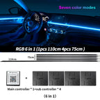 6/10/14/18 in 1 Led Car Ambient Lights RGB 213 64 Color Acrylic Strips Symphony Streamer Interior Atmosphere Lamp Control By App