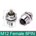 M12 Panel Back Mount Flange Socket Sensor Connector Waterproof Screw Threaded Coupling Male Female 3 4 5 8Pin M1216