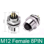 M12 Panel Back Mount Flange Socket Sensor Connector Waterproof Screw Threaded Coupling Male Female 3 4 5 8Pin M1216