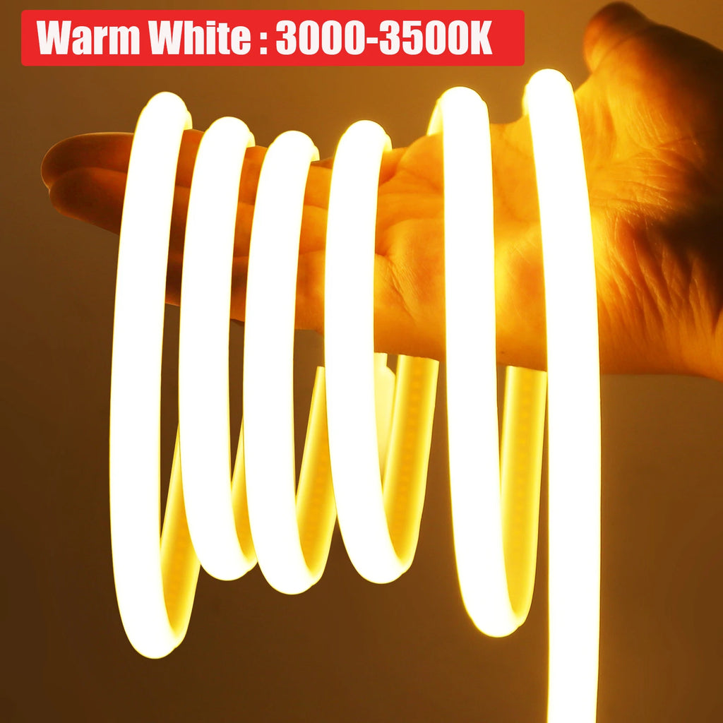 Dimmerable 220V COB Strip Red/Ice Blue/Pink/Yellow/Green/Pink/White 3000K 4000K 6000K Waterproof Flexible Ribbon LED Neon Light