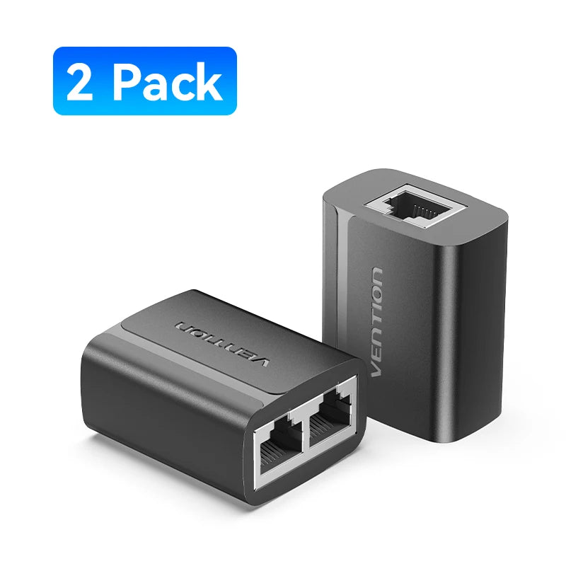 Vention RJ45 Splitter Connector Adapter 1 to 2 Ways Ethernet Splitter Coupler Contact Modular Plug Connect Laptop Ethernet Cable