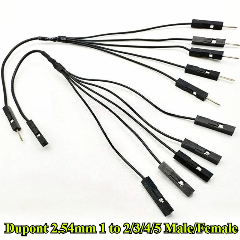 Dupont Terminal Wire 2.54mm 1 Male/Female to 2/3/4/5 Female/Male Jumper Splitter 2P/3P/4P/5P Pins Jumper Splitter Adapter Cable