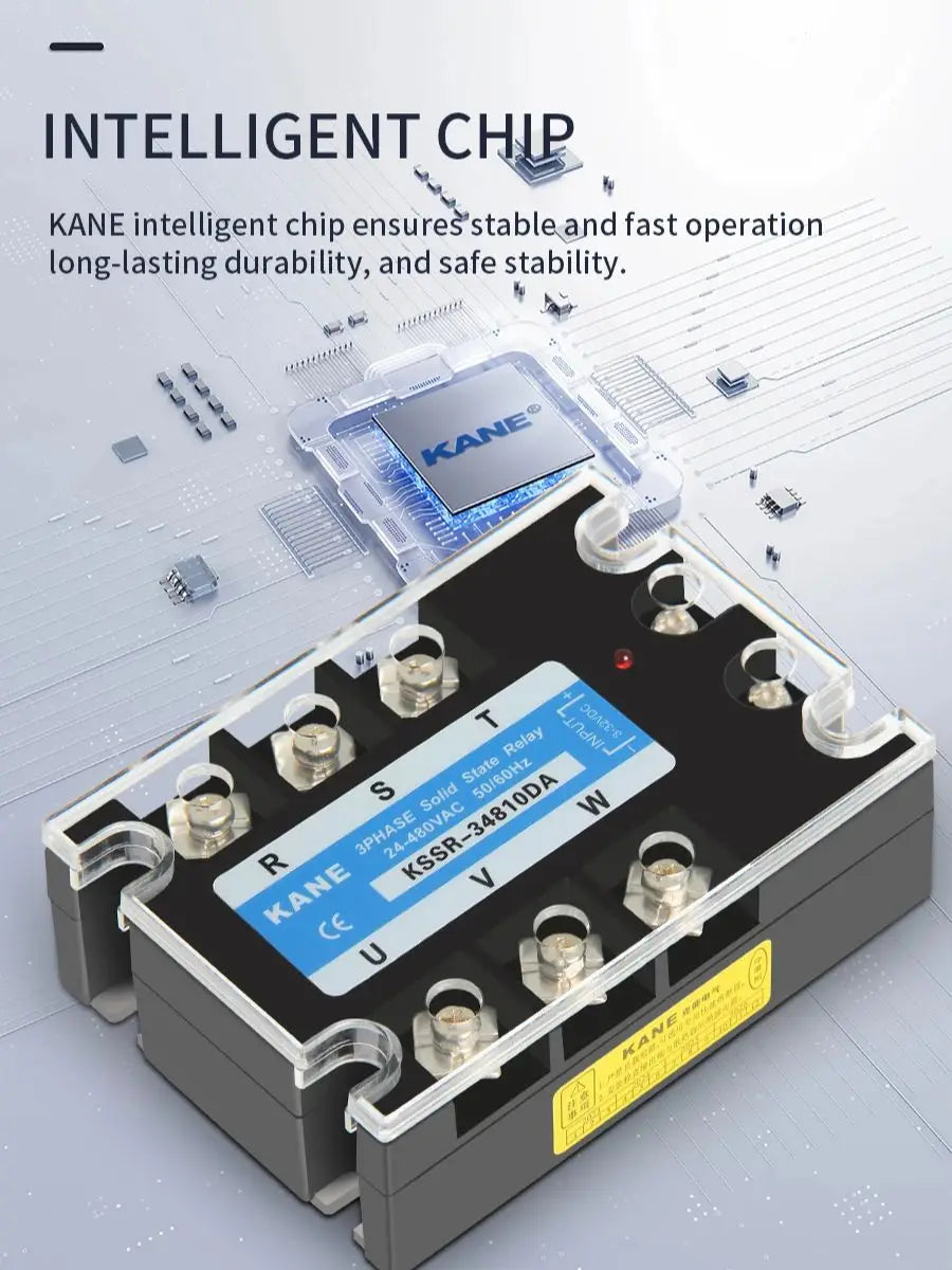 KANE DC-AC 3-Phase Solid State Relay 3-SSR 10A-200A KSSR 3~32VDC-24~480VAC Control 40AA 40DA KSSR Epoxied Protection