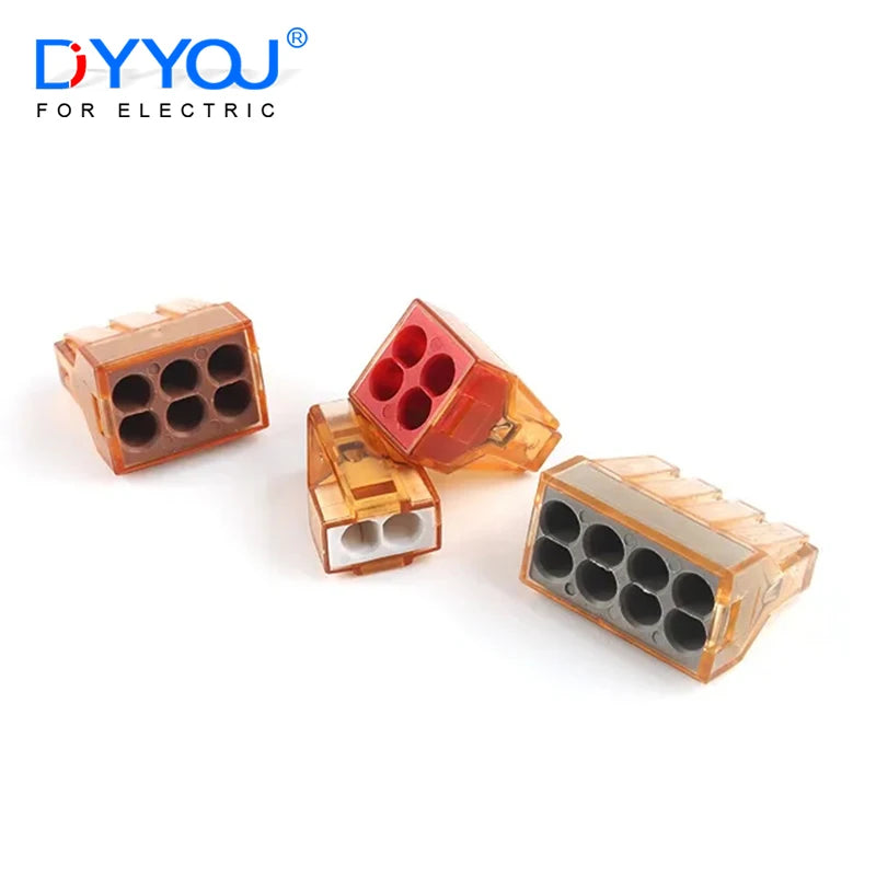 25/50/100pcs 602 604 606 608 Compact Wire Connector Push in Terminal Block Connector 2/4/6/8 Pin Lever 1.5-4 AWG 16-12