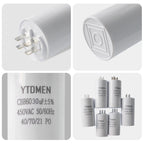 CBB60 450VAC 4~60μF ±5% 4-Pin Double Insert Motor Run Capacitor for Air Conditioner/Refrigerator/Pump，50/60Hz