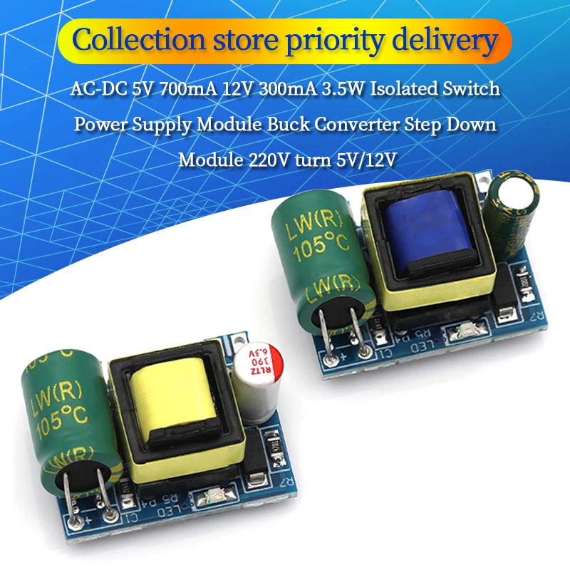 AC-DC 5V 700mA 12V 300mA 3.5W Isolated Switch Power Supply Module Buck Converter Step Down Module 220V turn 5V/12V
