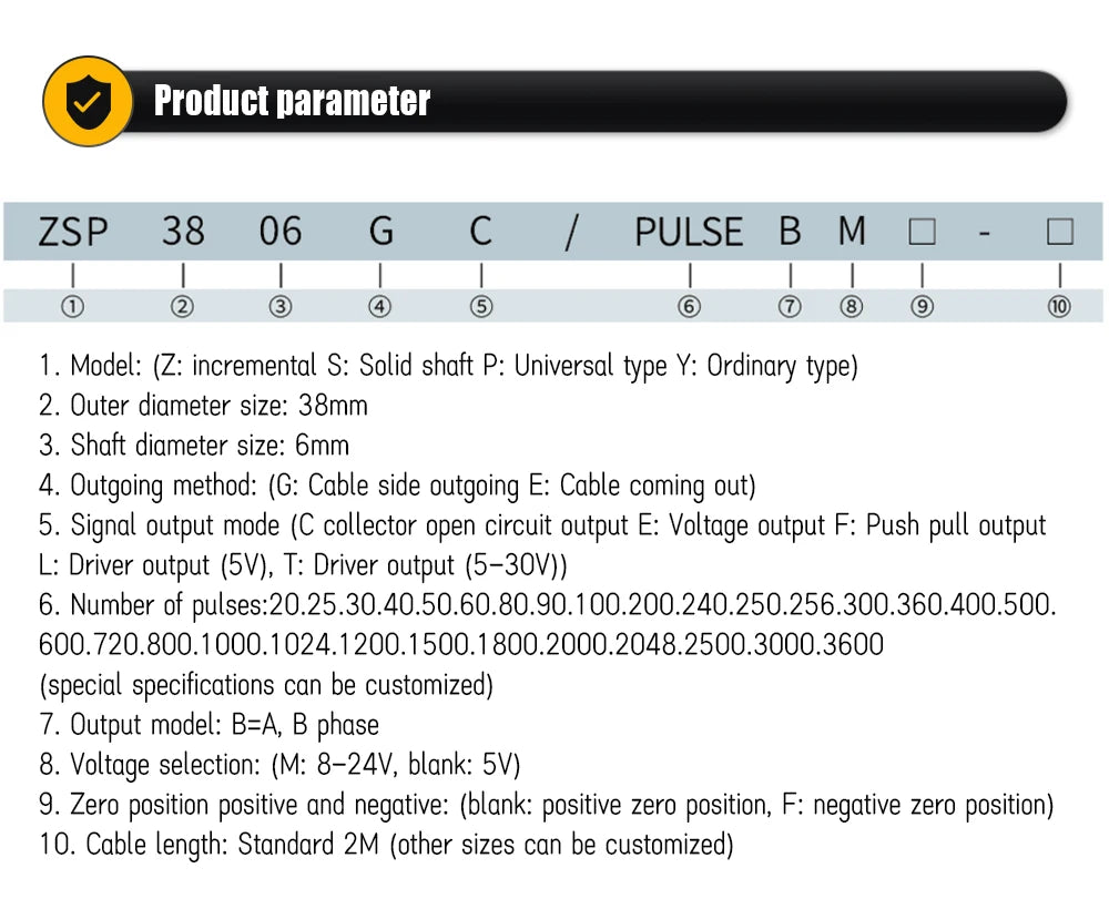 Photoelectric Incremental Rotary Encoder ZSP3806 2‑Phases Shaft 6mm Industrial Automation Equipment Encoder