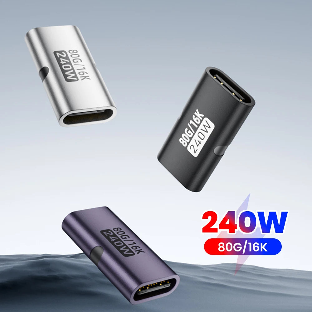 Type C Female To Type C Female Adapter USB 4.0 80Gbps High-Speed Transmission PD3.1 Fast Charging for iPhone 15 16 17 iPad