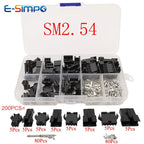 10set/200pcs SM 2.54mm Pitch 2/3/4/5Pin Male Female Head Plug Housing Pin Header Crimp Terminals Connector SM-2P SM-2R