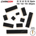 Single Row Female 2 3 4 5 6 8 10 12 15 20 40 Pin Header Gold Plated Solderless 2.54mm Pitch Strip Pinheader Connector