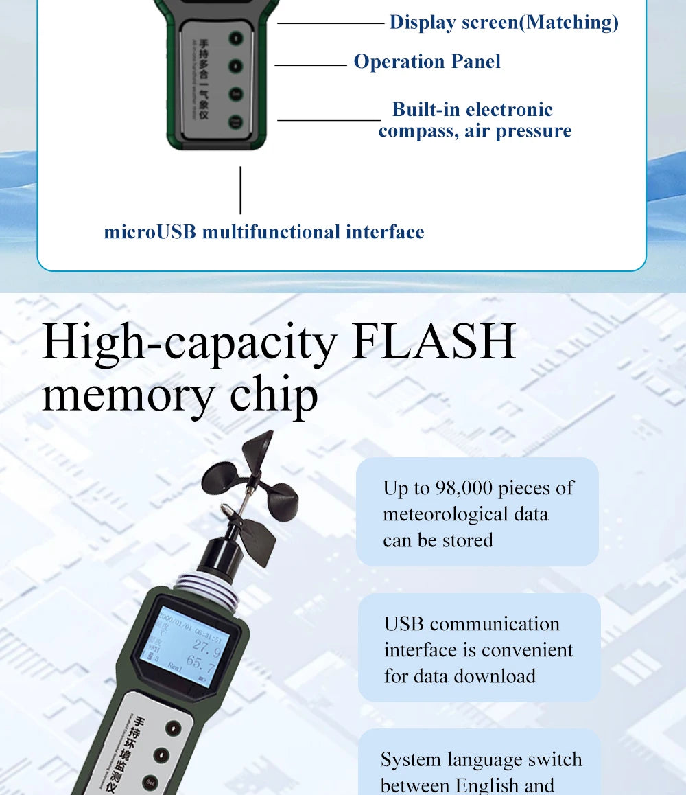 HAWS006A-GPS Handheld portable Weather Station  Temperature Humidity Pressure Sensor Outdoor GPS handheld weather station