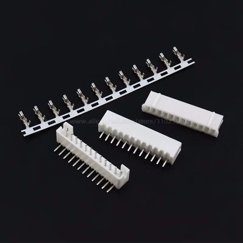 100PCS JST PH 2.0 2P 3P 4P 5P 6P 7P 8P 9P 10P 11P 12 Pin Header PH2.0 2mm Connectors Leads PH-AW PH-Y Curved Pins Male Shell