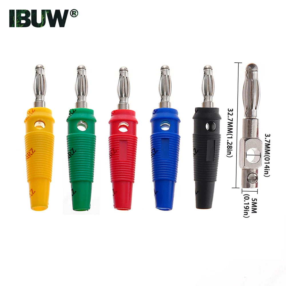 5PCS 4MM Green Yellow Banana Plugs Connector Solderless Video Musical Speaker Stackable Cable Wire Pin Banana Plug Connectors