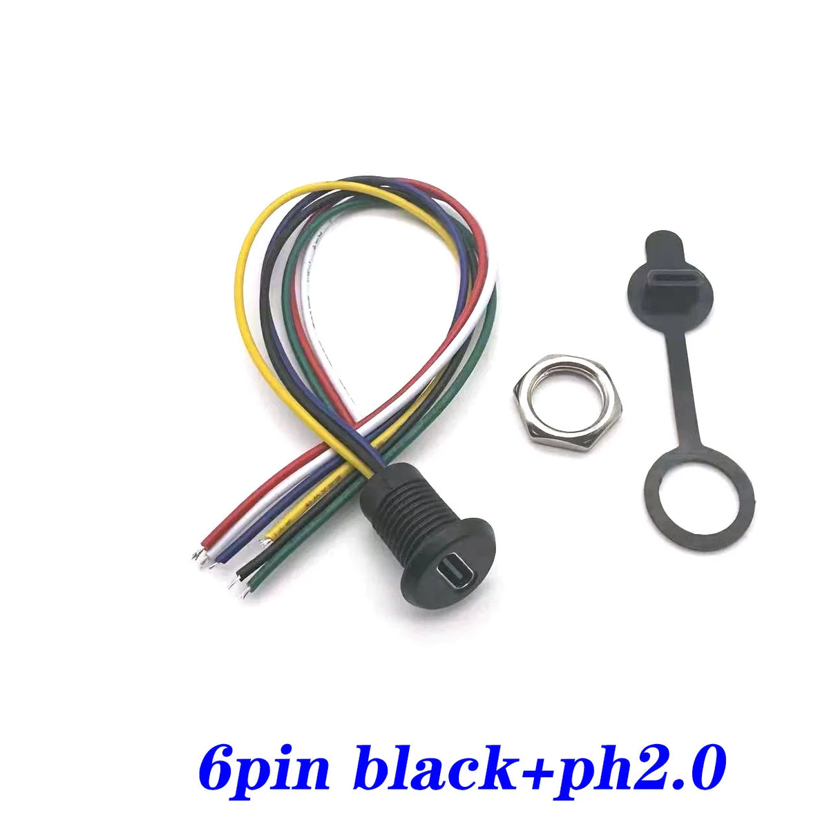 USB 2P/4P/5P/6P Connector Type-C Waterproof with PH 2.0 Nut Locking Plate Female Waterproof High Current Fast Charging Jack Port
