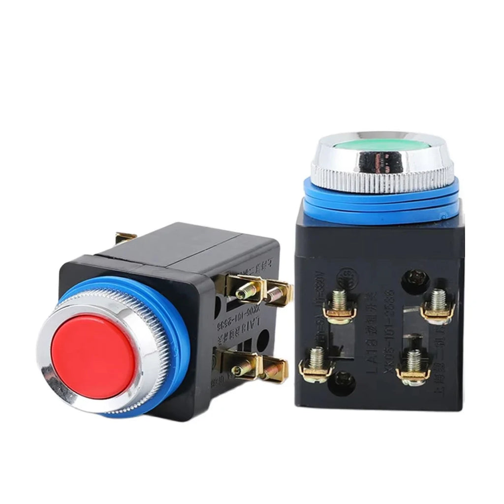 ABILKEEN LA18-22 2NO2NC Metal Push Button Switch 25MM Mount Size Momentary/Latching Rotary/Mushroo Head Power Control Switch