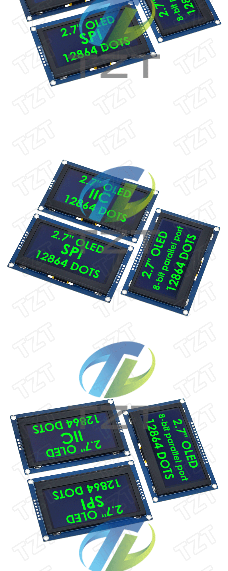 2.7 Inch OLED LCD display 128x64 drives SSD1327 IIC / SPI / 8-bit parallel port For Arduino