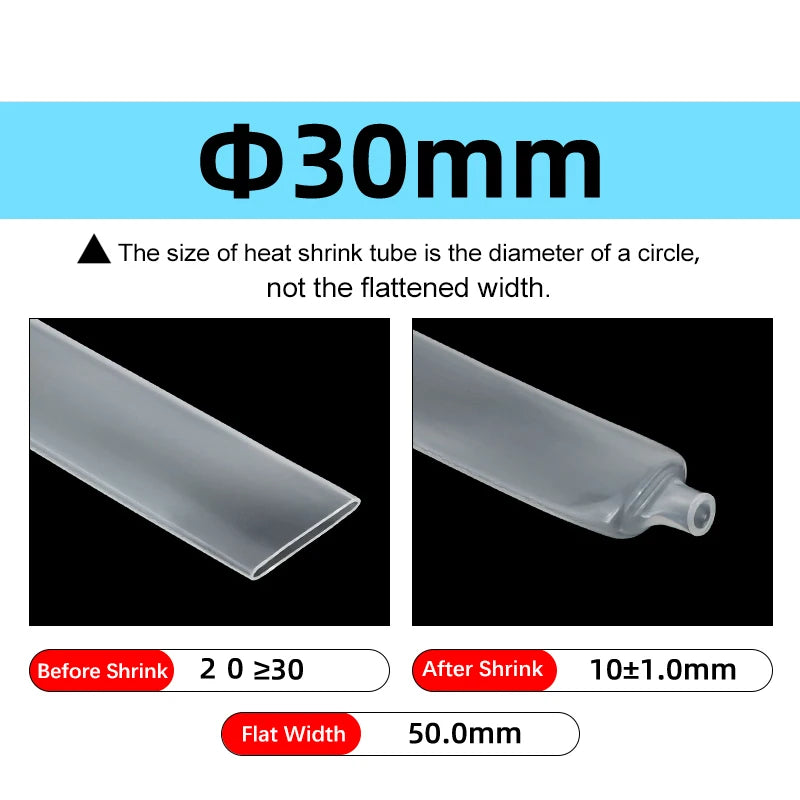 1~10m 3:1 Heat Shrink Tube With Glue Clear 1.6 - 39mm Dual Wall Adhesive Lined Polyolefin Shrinkin ﻿Wrap Cable Protect Sleeving