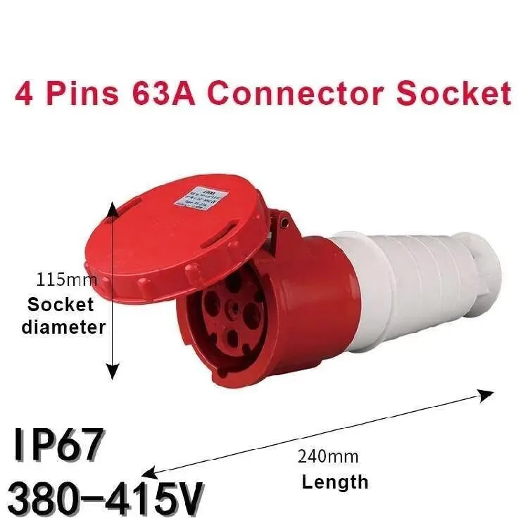63A/125A Waterproof IP67 Aviation Explosion-proof Connector Surface And Concealed Industrial Plug Connctor 3 4 5 Core Pins