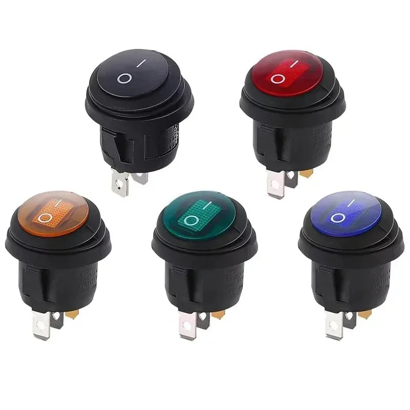 KCD1 Waterproof Round Button Rocker Switch KCD1 Boat-shaped Switches Push Button Switch ON OFF with Light 12V 220V