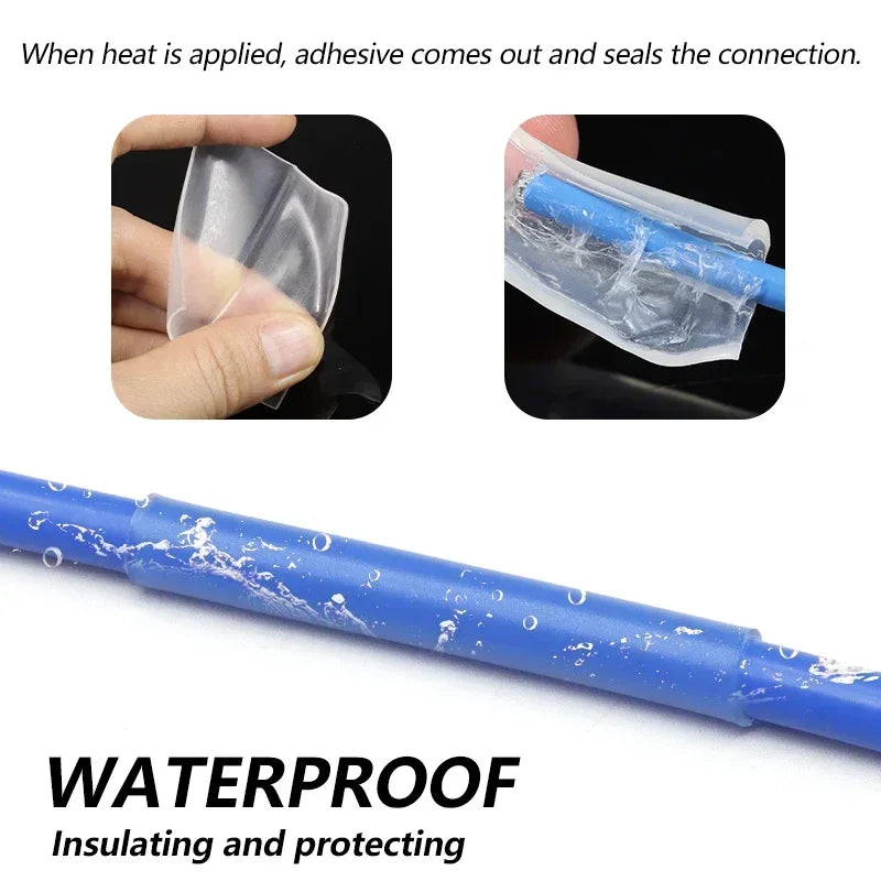 1~10m 3:1 Heat Shrink Tubing With Glue 1.6~ 50mm Transparent Double Wall Adhensive Polyolefin Sleeve Lined Wire Cable Protector