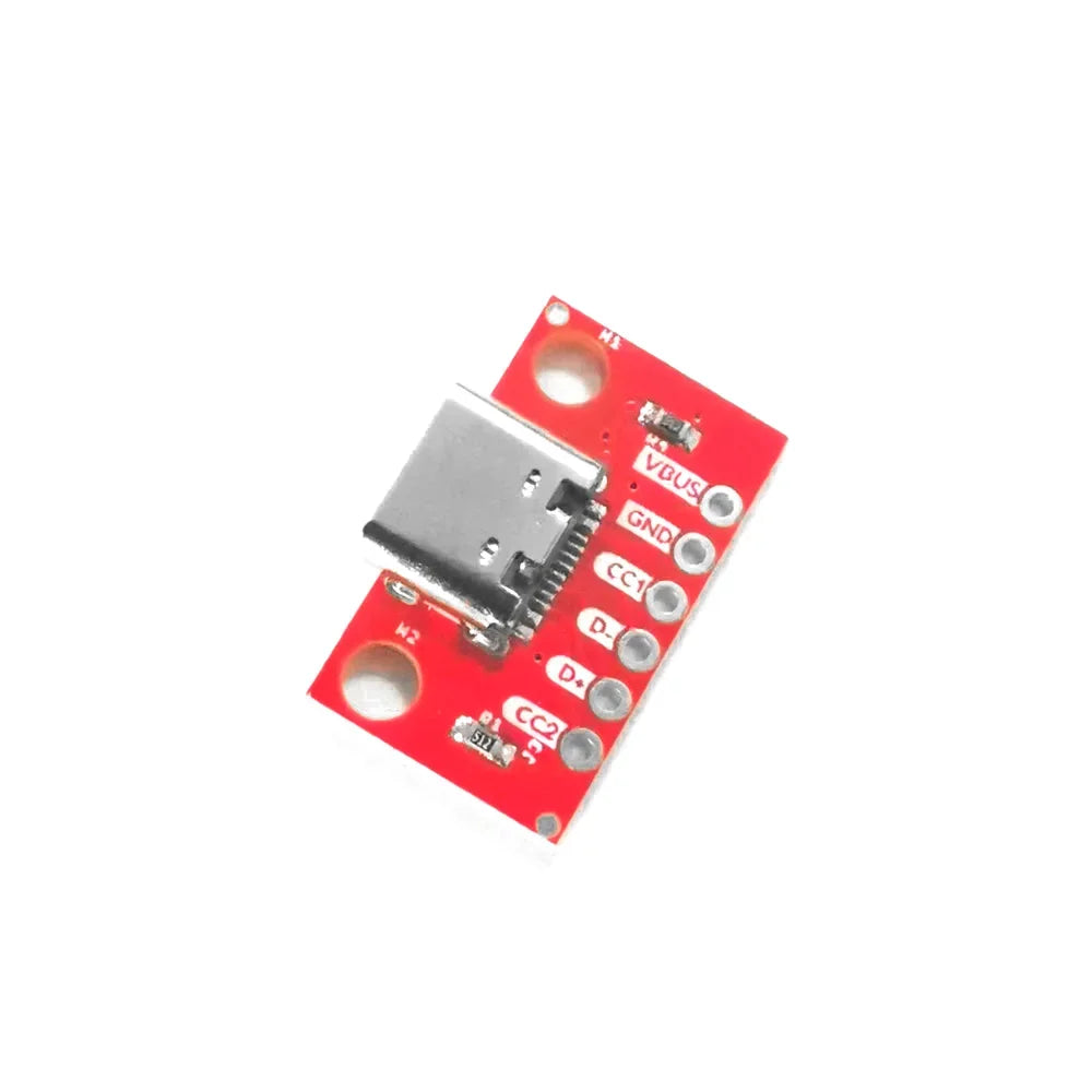 5PCS USB Type C Connector Board 3.1 Serial Basic Breakout Female  Board Red Adapter With Row Needles