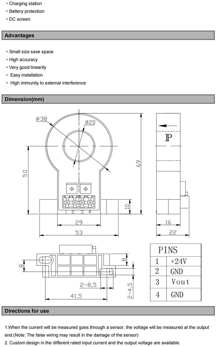 Hall Effect Current Sensor QNHC6 50A 100A 200A 300A 4V 5V Hall Current Transducer DC Current Transformer