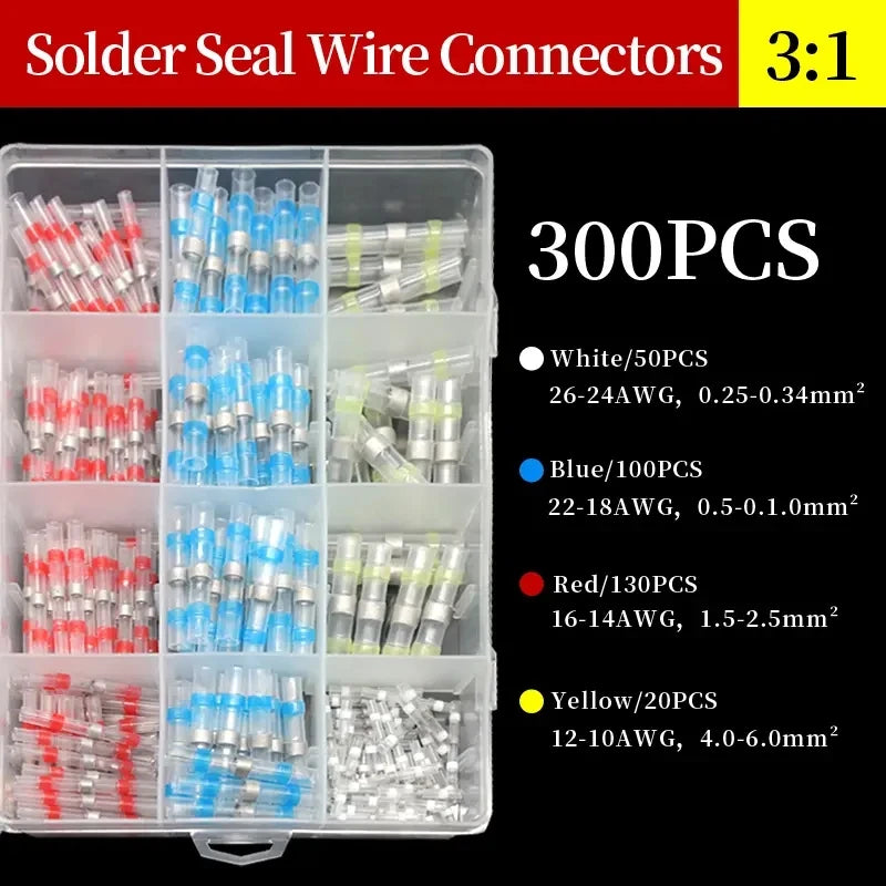 50/100/300/500 Pcs Heat Shrink Wire Connector Solder Seal Splice Tube SST 3:1 Waterproof Butt Crimp Terminals