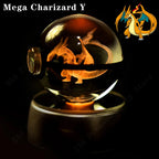 Pokemon Crystal Ball 3D Mewtwo Pikachu Gengar Pokeball 3D Night Light Lamp Glass Statue Pokemon Crystal Ball Birthday Gift