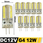 10Pcs G4 LED Bulb 12W 9W 5W 3W 2W AC DC12V SMD 2835 3014 SMD LED Light Mini Silicone Lamp Warm White White 360 Degree Angle