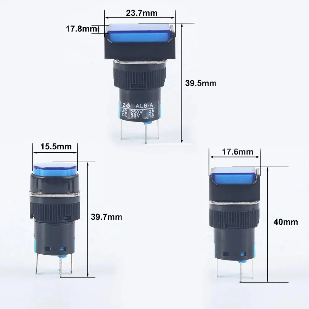 5V 12V 24V 220V 16mm Plastic Momentary LED Illuminuted Maintained Self-locking Push Button Switches Latching Push Button Reset