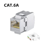 Tool-Less Cat6a Cat7 Keystone Jack RJ45 STP Zinc Alloy Module Coupler 22-26 AWG Shielded Network Ethernet Adapter