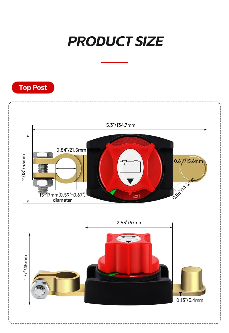 12-48V Car Isolator Disconnect Rotary Switch 275A On/Off Battery Power Cut Master Switch Disconnect Isolator for Car RV Boat