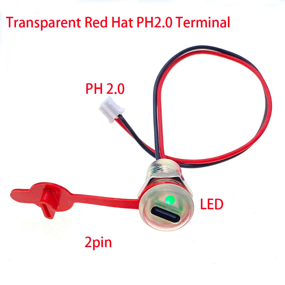 2/5PC USB C High Current Charging Socket with Nut Snap Lock Plate TYPE-C LED Lamp Female Type C Waterproof Female Connector Jack