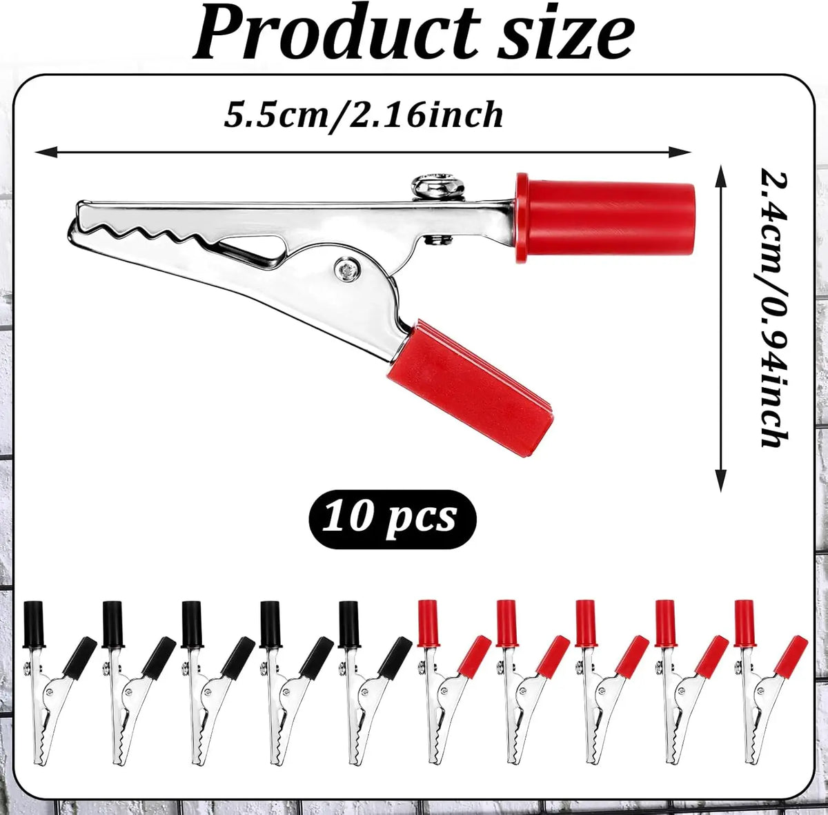 10PCS Red and Black Alligator Clips Electrical Battery Crocodile Clamp Alligator Clips with Screw Terminal Test Clamps For Car