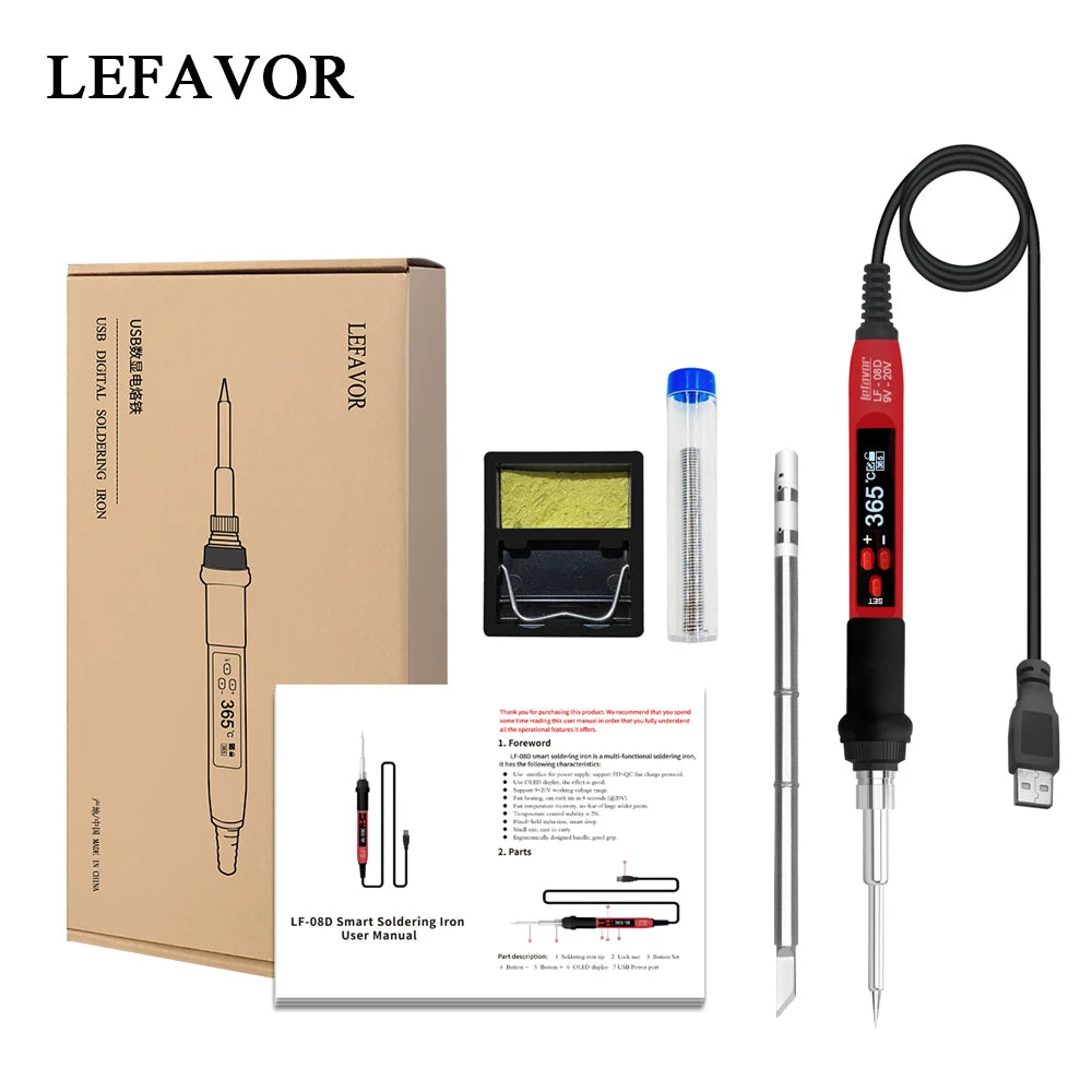 T12 Series T65 Digital Electric USB Soldering Iron Kit Set Mini Smart Adjustable Temperature Welding Tool 180-500℃ wireless